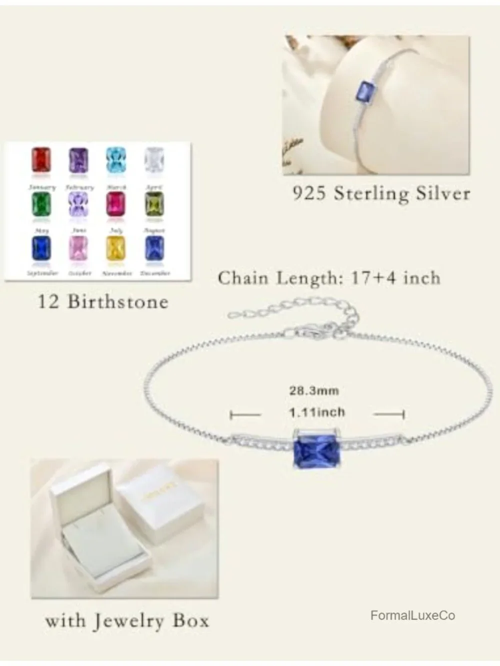 925 Sterling Silver Halo Rectangular Cut CZ Bracelet